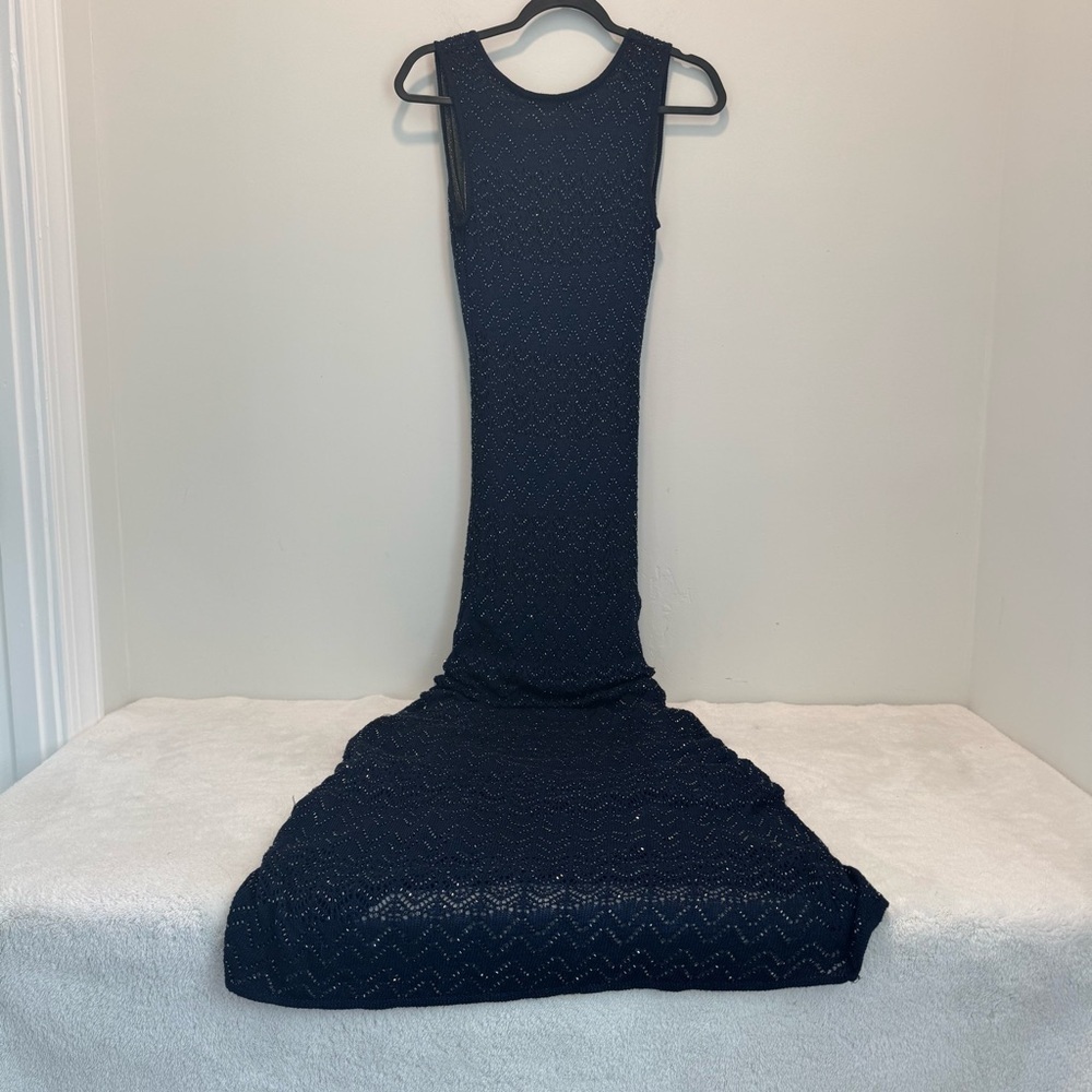Vintage Carmen Marc Valvo Long blue Cocktail Dress size M